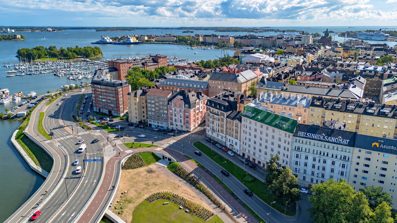 Merellinen näkymä Kruununhaasta kohti Tervasaarta